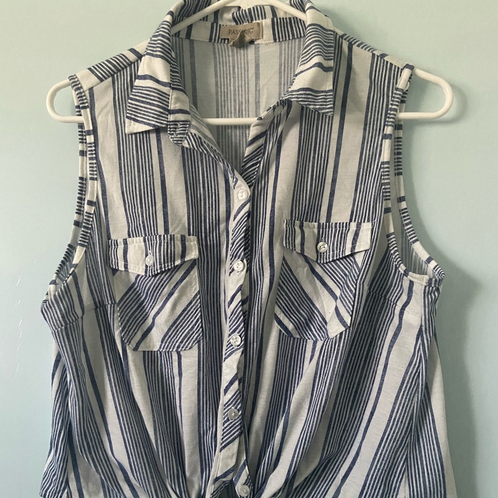 blue and white striped shirt
